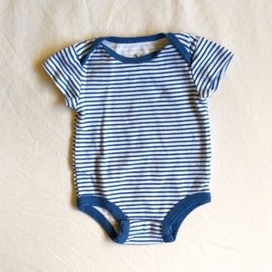 rococo blue & white striped short sleeve bodysuit diaper shirt 3 months